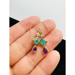 14k yellow gold crystal dangle Earrings